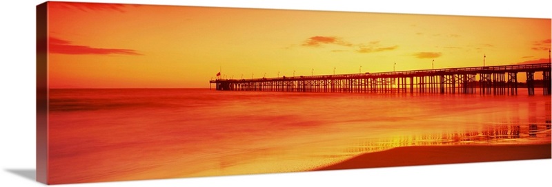 Pier in the Pacific Ocean at dusk, Ventura Pier, Ventura, California ...