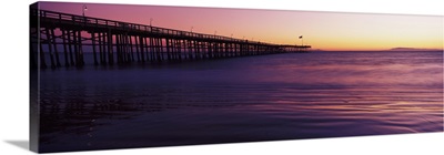 Pier in the Pacific Ocean at dusk, Ventura Pier, Ventura, California