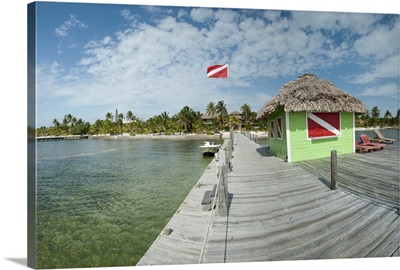 Pier in the sea, Portofino Resort, Corozal District, San Pedro, Ambergris Caye, Belize