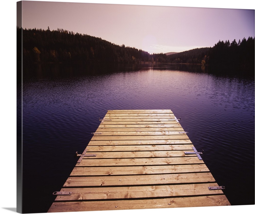 Pier on a lake, Northern Black Forest Region, Baden-Wurttemberg, Germany