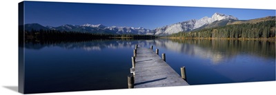 Pier over a lake, Hector Lake, Mt John Laurie, Rocky Mountains, Kananaskis Country, Calgary, Alberta, Canada