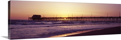 Pier over the ocean at dusk Newport Pier Newport Beach Orange County California