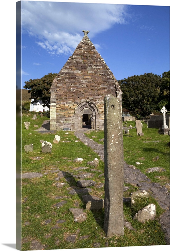Pierced Ogham Stone, 12th Century Kilmalkedar Church, Dingle Peninsula, Ireland