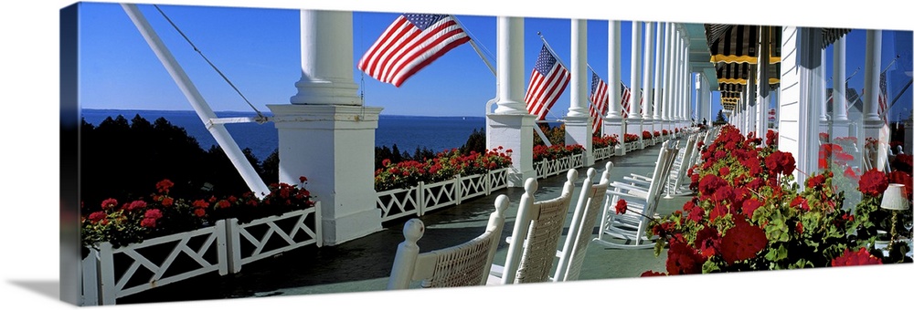 Porch of the Grand Hotel, Mackinac Island, Michigan, USA