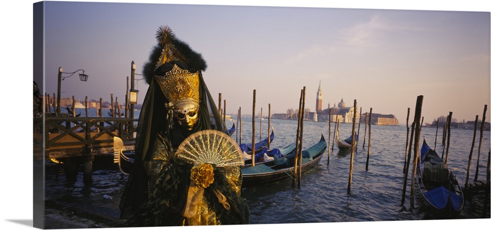 Portrait of a person dressed in a masquerade costume, Doges Palace, Venice, Italy