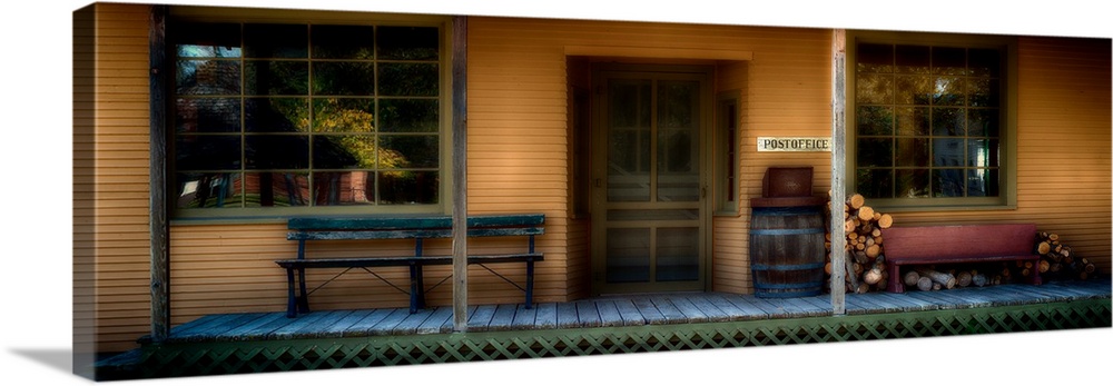 Post office porch at historic Stonefield village near Cassville, Wisconsin, USA