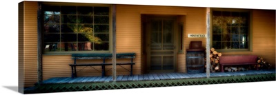 Post office porch at historic Stonefield village near Cassville, Wisconsin