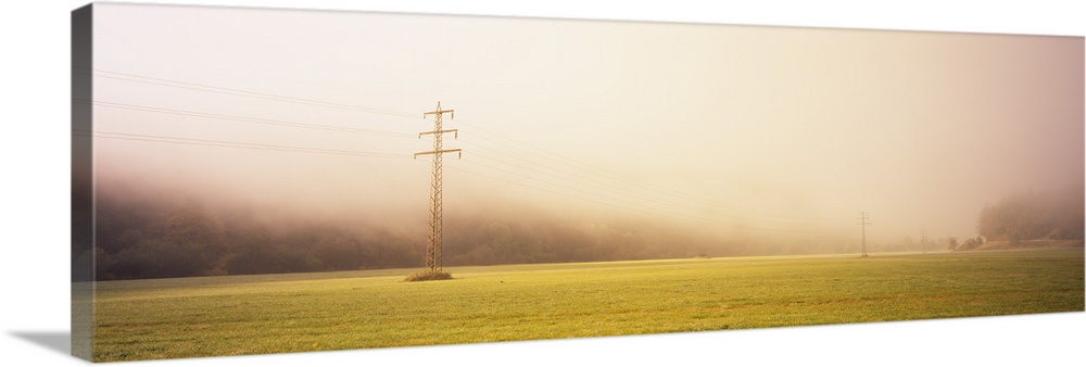 Power lines in a field, Baden-Wurttemberg, Germany