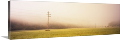 Power lines in a field, Baden-Wurttemberg, Germany