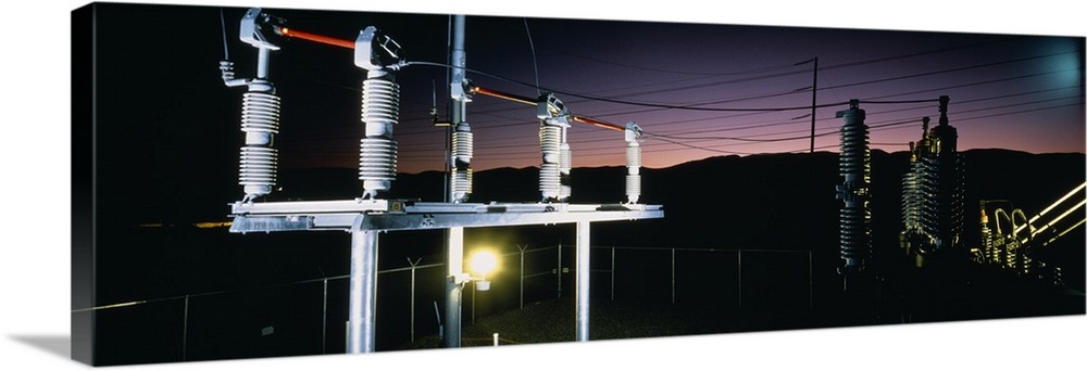 Power station and lines at night, California