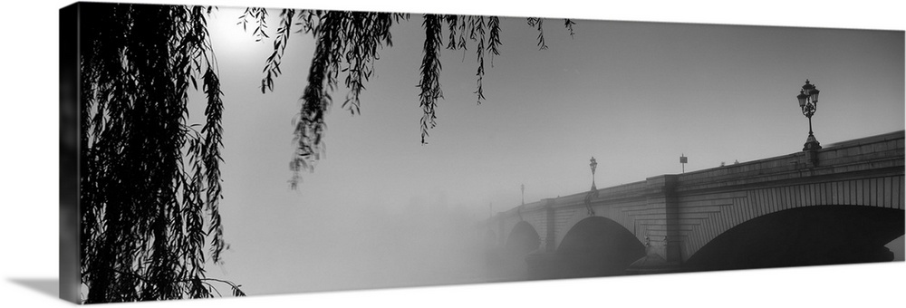 Putney Bridge during fog, Thames River, London, England