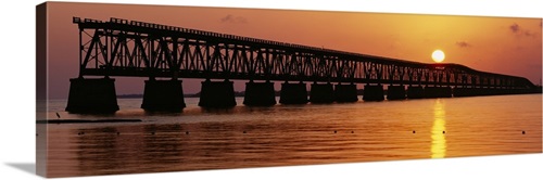 Railroad bridge at sunset, Florida Keys, Florida | Great Big Canvas