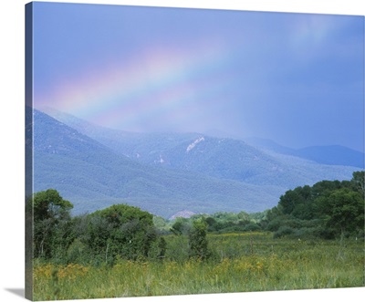 Rainbow over a mountain range, Taos, Taos County, New Mexico