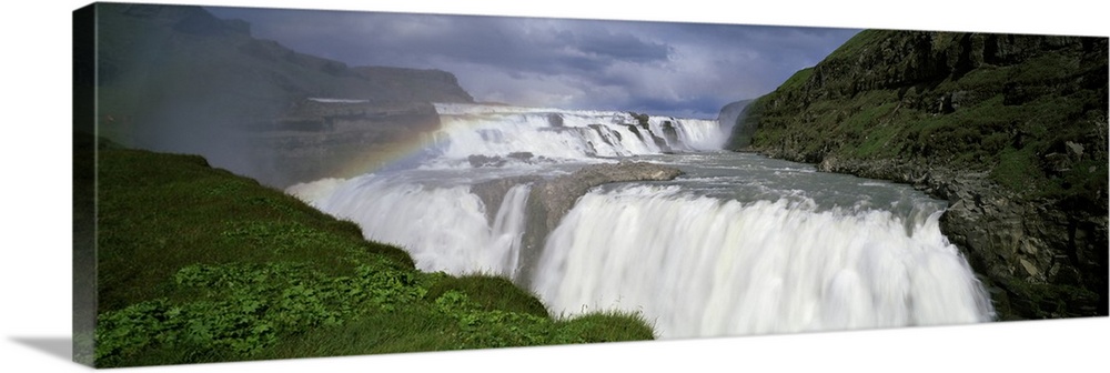 Rainbow over Gullfoss or The Golden Waterfall, Iceland