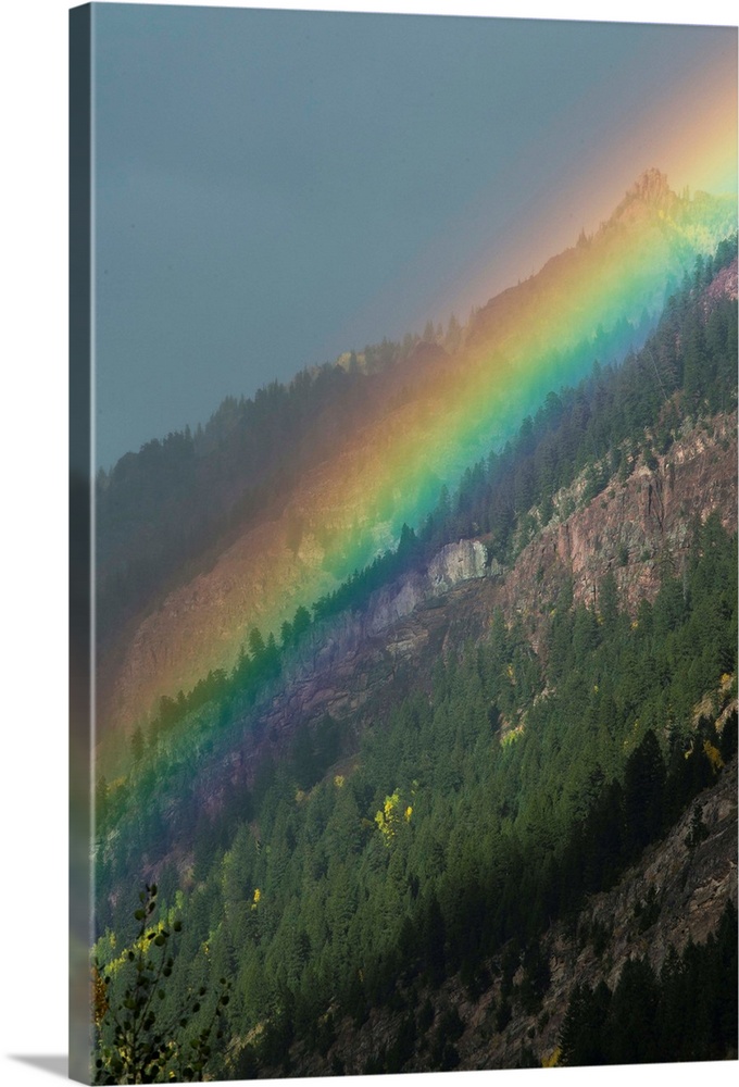 Rainbow over mountain range, Maroon Bells, Maroon Creek Valley, Aspen, Pitkin County, Colorado, USA