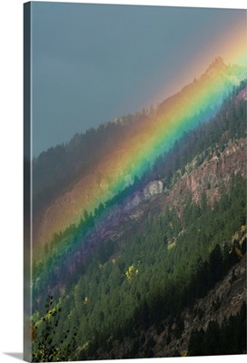 Rainbow over mountain range, Maroon Bells, Maroon Creek Valley, Aspen, Colorado