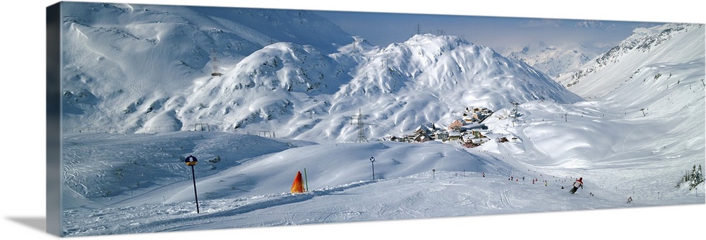 Rear view of a person skiing in snow, St. Christoph, Austria