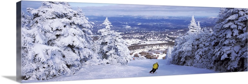 Rear view of a person skiing, Stratton Mountain Resort, Stratton ...