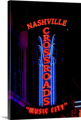 Red Neon Sign Nashville Crossroads, Music City, Nashville, Tennessee