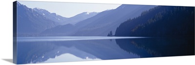 Reflection of a mountain in a lake, Lake Crescent, Olympic National Park, Clallam County, Washington State