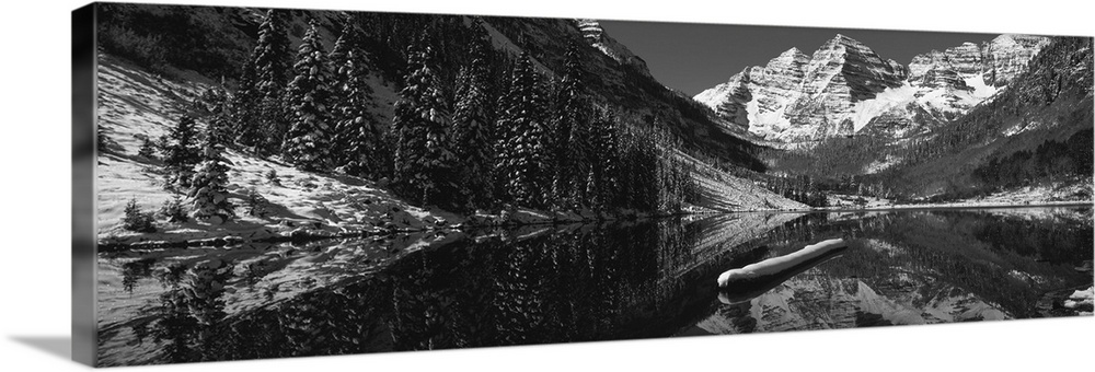 Reflection of a mountain in a lake, Maroon Bells, Aspen, Pitkin County, Colorado