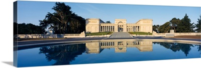 Reflection of a palace in water, California Palace of the Legion of Honor