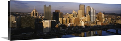Reflection of buildings in a river, Monongahela River, Pittsburgh, Pennsylvania