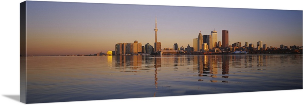 Reflection of buildings in water, CN Tower, Toronto, Ontario, Canada