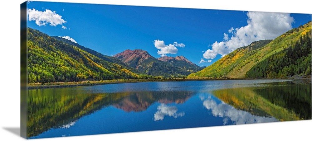 Reflection of clouds and mountain in Crystal Lakes, U.S. Route 550, Colorado, USA