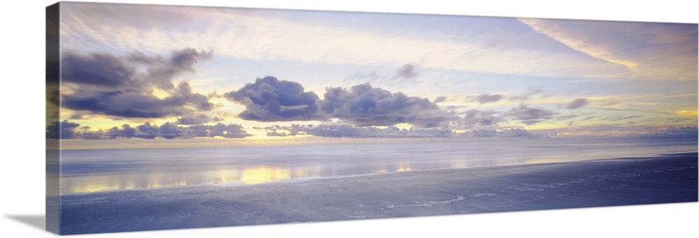 Reflection of clouds on water, Foxton Beach, North Island, New Zealand