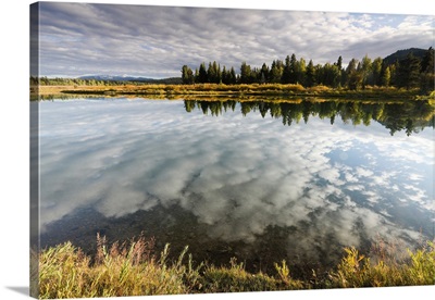 Reflection of clouds on water, Teton Range, Grand Teton National Park, Wyoming