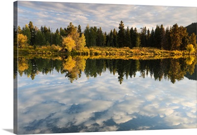 Reflection of clouds on water, Teton Range, Grand Teton National Park, Wyoming