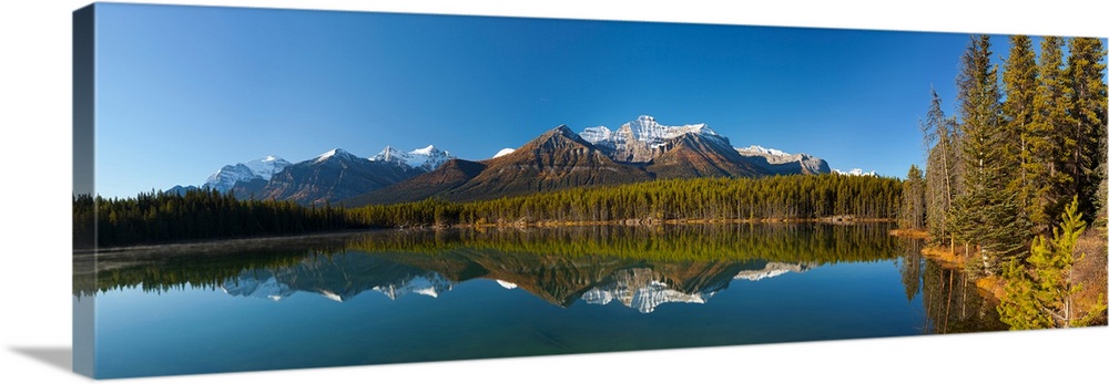 Reflection of Mount Temple in Herbert Lake, Banff National Park, Alberta, Canada.