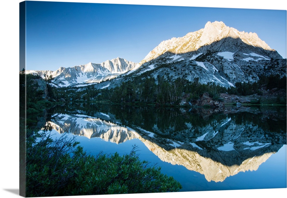 Reflection of mountain in a river, Eastern Sierra, Sierra Nevada, California, USA