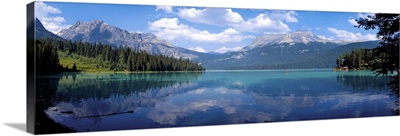 Reflection of mountain on Emerald Lake, Yoho National Park, British Columbia, Canada