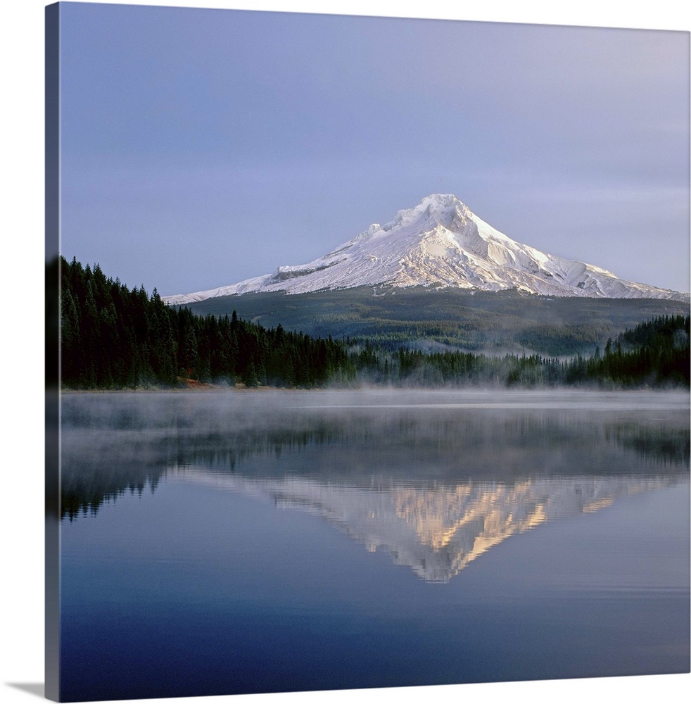 Reflection of mountain range in a lake, Mt Hood, Trillium Lake, Mt Hood National Forest, Oregon, USA