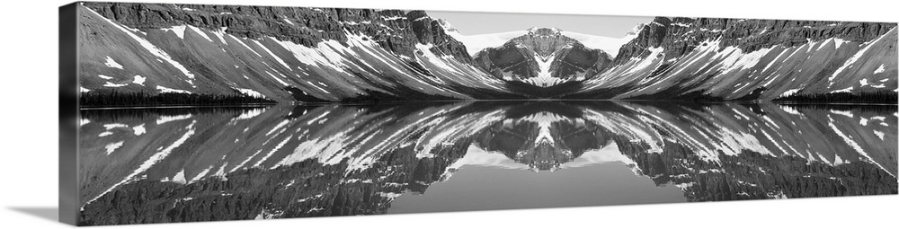 Reflection of mountains in a lake, Bow Lake, Banff National Park, Alberta, Canada