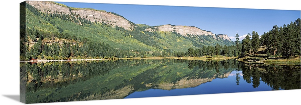 Reflection of mountains in a lake, Haviland Lake, Hermosa Cliffs, Colorado, USA