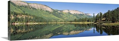 Reflection of mountains in a lake, Haviland Lake, Hermosa Cliffs, Colorado