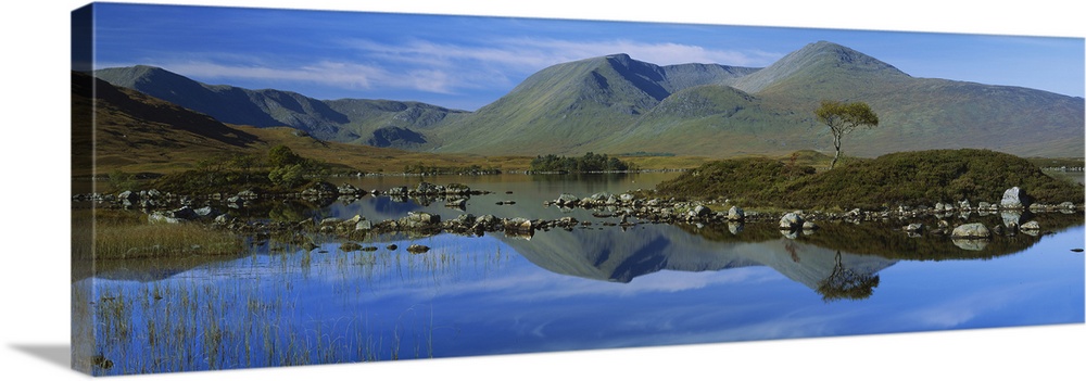 Reflection of mountains in water, Black Mount, Rannoch Moor, Strathclyde, Scotland