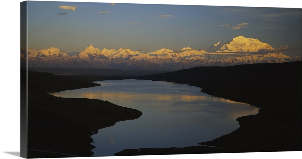 Reflection of mountains in water, Mt McKinley, Wonder Lake, Alaska