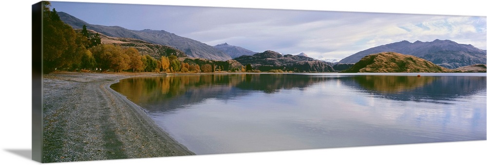 Reflection of mountains on water, Mt Aspiring, Glendhu Bay, South Island, New Zealand