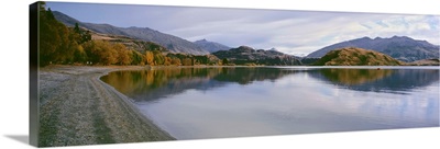 Reflection of mountains on water, Mt Aspiring, Glendhu Bay, South Island, New Zealand