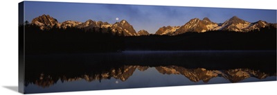 Reflection of mountains on water, Sawtooth Mountain, Sawtooth National Recreation Area, Idaho