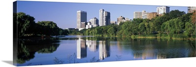 Reflection of skyscrapers on water, Milwaukee, Wisconsin