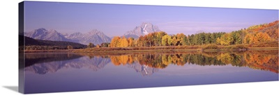 Reflection of trees in a river Oxbow Bend Snake River Grand Teton National Park Teton County Wyoming
