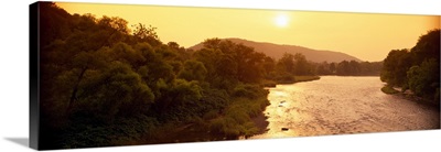 River flowing through mountains, Delaware River, Delaware County, New York State