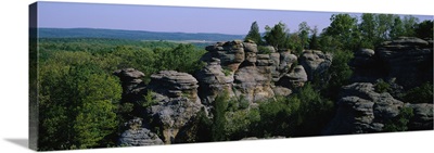 Rock formations in a forest, Camel Rock, Garden of the Gods Recreation Area, Shawnee National Forest, Illinois