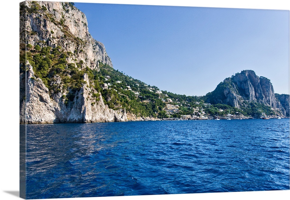 Rock formations in the sea Capri Naples Campania Italy Wall Art, Canvas