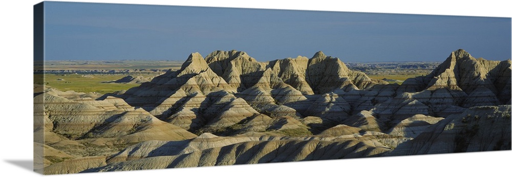 Rock formations on a landscape, Badlands National Park, South Dakota